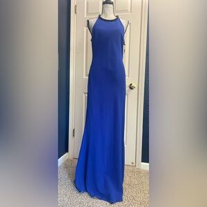 Calvin Klein Blue Halter Maxi Gown for Prom